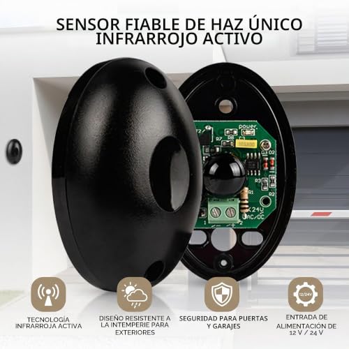 Miniatura 7 de Sensor Infrarrojo De Barrera Ligera, Sensor De Células Fotográficas Infrarrojas Dc 12 24 V Sensores De Seguridad Universales Para Puertas Y Puertas De Garaje Automáticas