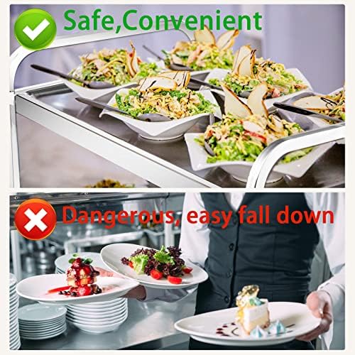 3 Tier Catering Stainless Steel Kitchen Trolley 72x40x82CM Storage Cart Catering Trolley on Wheels Serving Cart Utility Rolling Cart with Locking Wheels Kitchen Trolley on Wheels