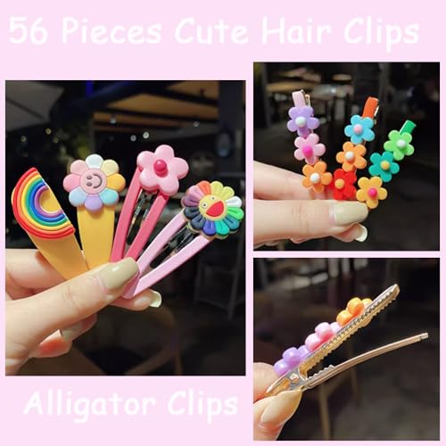 56 piezas de pinzas para el cabello con diseños de flores, frutas y animales, clips bonitos para niñas pequeñas, accesorios decorativos para el cabello miniatura 5