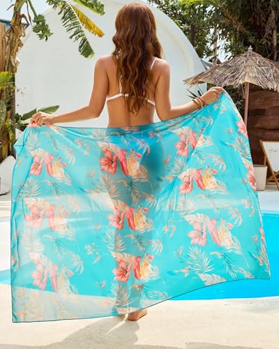 Image of Eicolorte Womens Beach Cover Up Chiffon Sheer Bikini Beach Swimsuit Coverup Sarong Pareo Wraps for Women