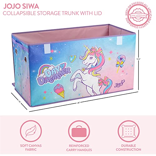 Idea Nuova JoJo Siwa Unicorn Bow Day Dreamer Collapsible Children’s Storage Trunk, Durable with Soft Lid, 28.5"x14.5"x16" by Idea Nuova - Image 2