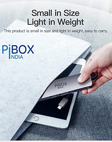 Image of USB C Hub Dock - PiBOX India 6 in 1 Aluminum Type C Adapter with HDCP Support 4K HDMI Port, Ethernet 100mbps RJ45 Port, USB 3.0 Port, USB-C Power Delivery, for Thunderbolt Devices