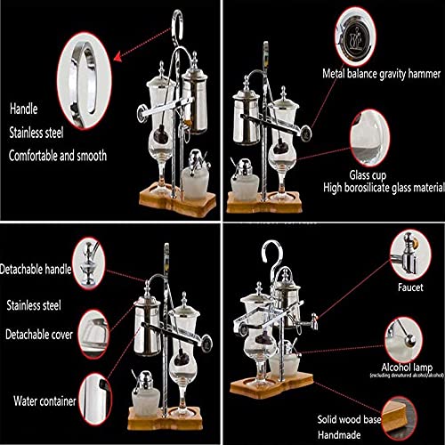 QQW Vakuum-Kaffeemaschine Siphon-Kaffeemaschine Set Kaffee Siphon Haushalt Belgisches Topf Royal Coffee Pot/Gold – Bild 7