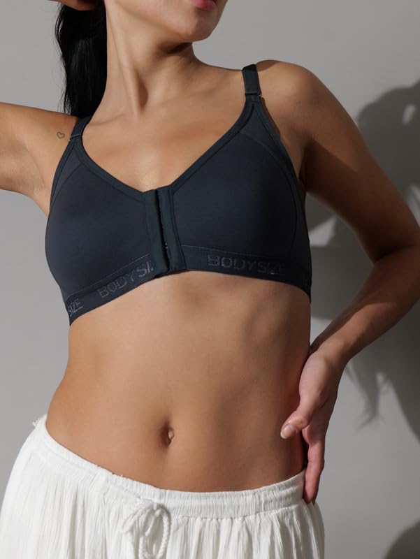 Image of BODYSIZE Cotton Front Open Bra for Women Daily Use | Non-Padded, Non-Wired | Sweat Absorbent Seamless Bra | Full Coverage Regular Wear | Twin Hook Adjuster (Cup Size: B)