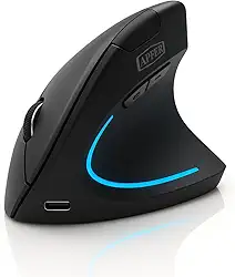 Mouse Vertical Ergonômico Sem Fio Recarregável – Reduz Tensão no Pulso, RGB, Cliques Silenciosos, DPI Ajustável, USB 2.4G – Compatível com Windows, Mac, Notebook (PRETO)