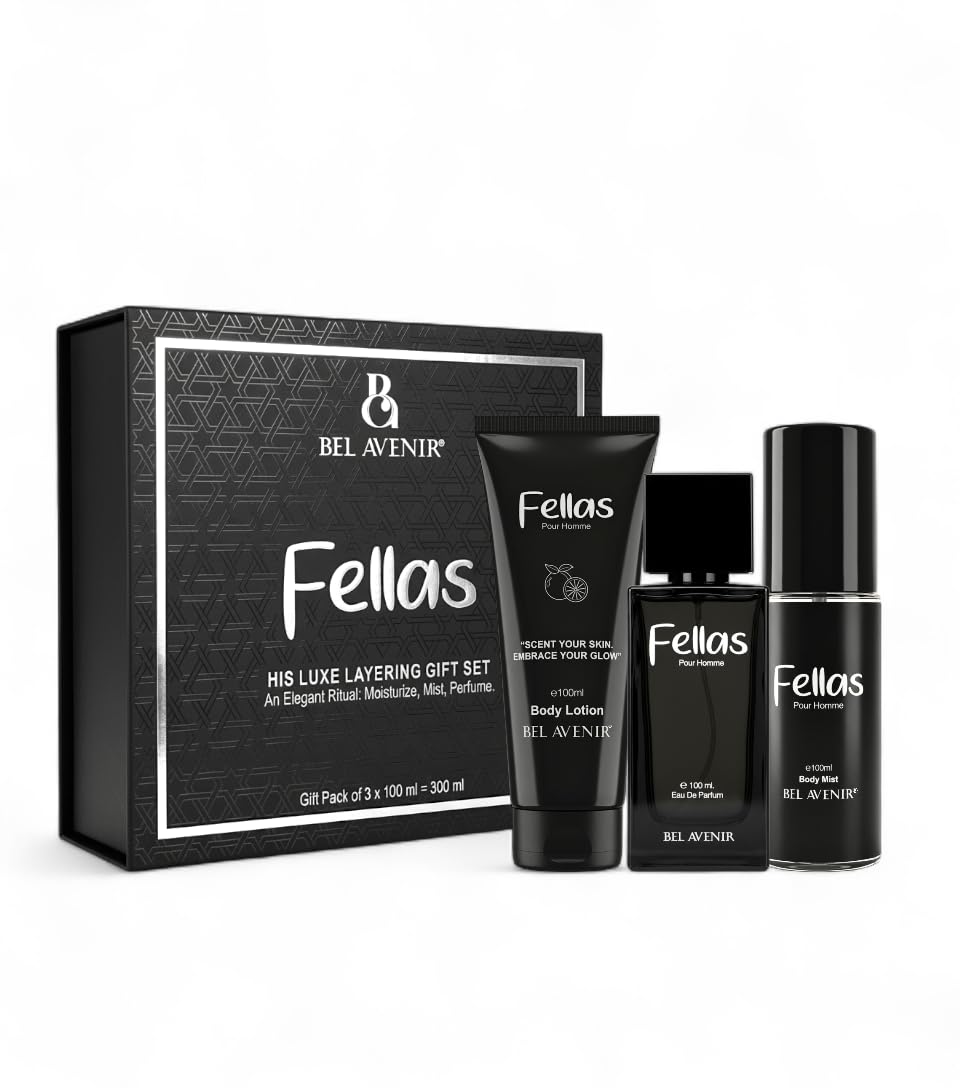 Belavenir Fellas Luxe Layering Gift Set – 3 in 1 Perfume, Body Mist & Lotion Combo (300 ml) – Fresh Spicy & Woody Accord – Long Lasting Men Fragrance Gift – An Elegant Ritual by Bel Avenir-image-43