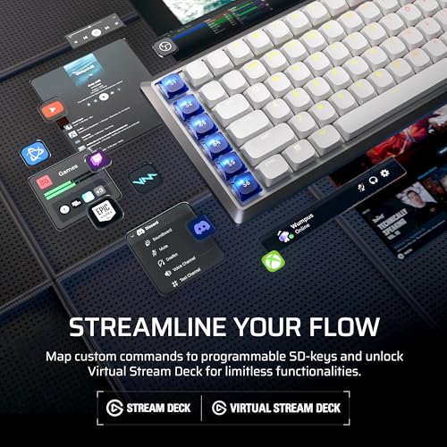 Image of Corsair Vanguard AIR 99 Wireless Low-Profile Optical-Mechanical RGB Gaming Keyboard - QWERTY US, 99% Layout, OPX Switches, 8000Hz Hyper-Polling, Stream Deck Integration, Flashtap SOCD - White