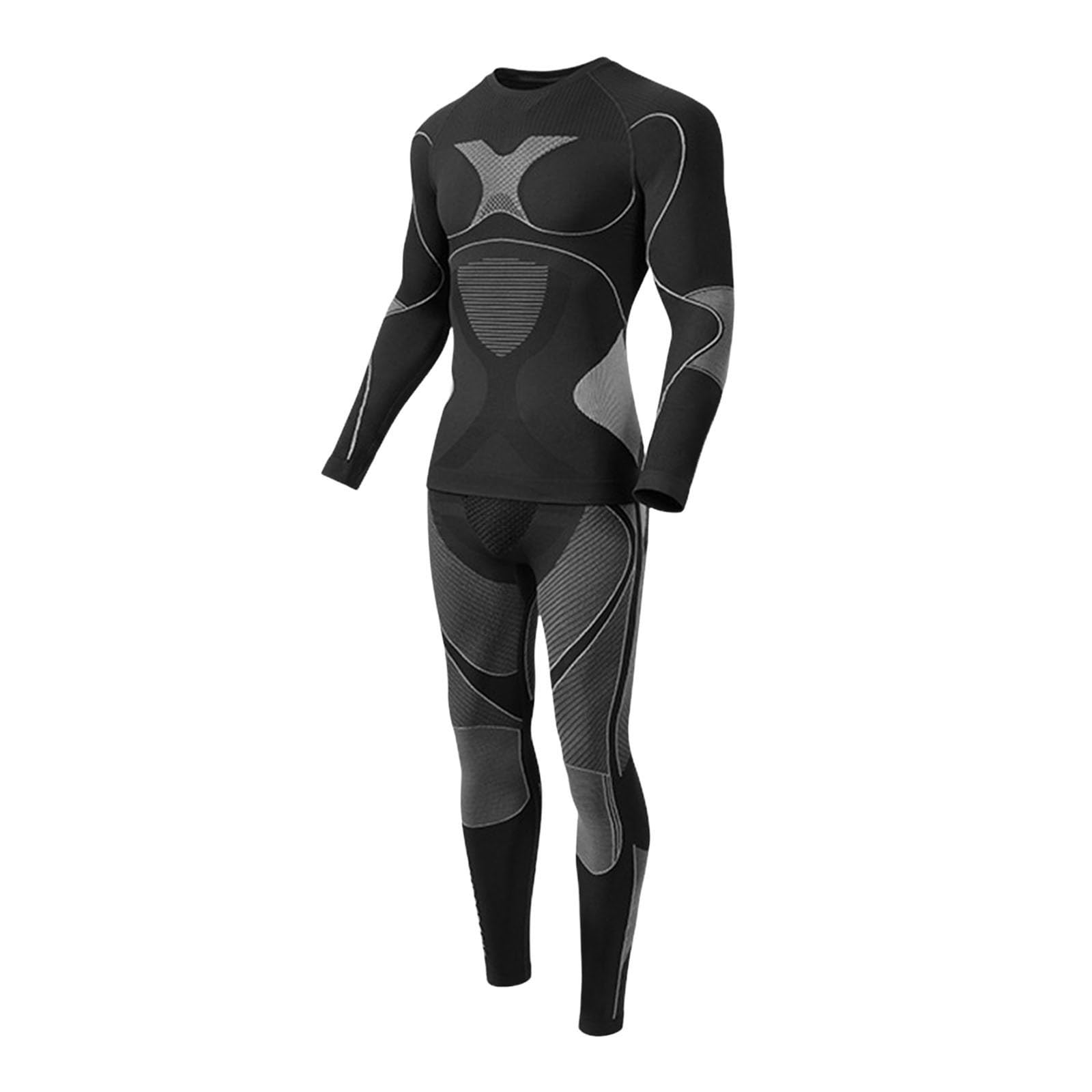 Thermounterwäsche Set Herren, Lange Funktionswäsche Atmungsaktiv Unterwäsche Sport Kompressionsanzug für Workout Skifahren Laufen Wandern Funktionswäsche Winter Skiunterwäsche