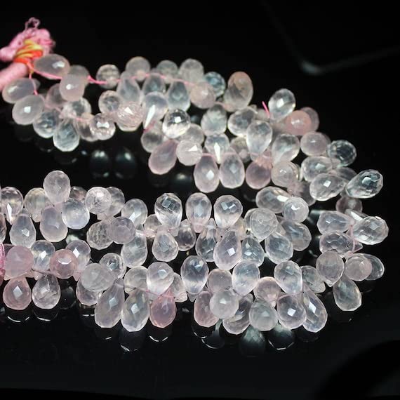Rose quartz faceted briolette tear drop perles naturelles 10mm pour bijoux