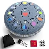 REGIS Rain Drum for Outside Garden, 6.8 Inches 13 Notes Steel Tongue Drum, Waterproof Meditation Rain Chime, Musical Instruments for Adults with Bag, Music Book, and Drum Mallets(Navy)
