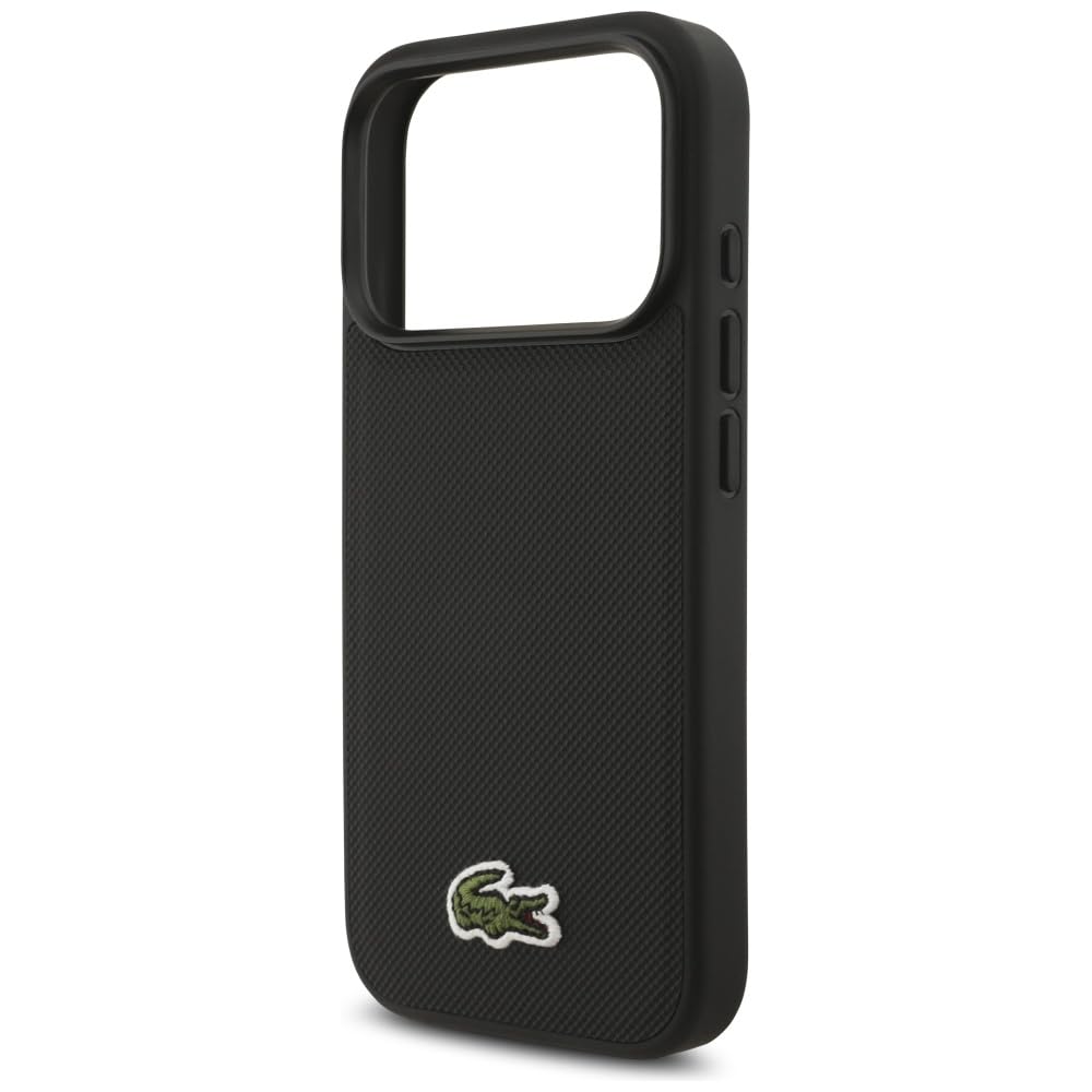 CG MOBILE Lacoste Iconic Petit Pique Woven logo kompatybilne z MagSafe etui do iPhone 17 Pro (czarne)
