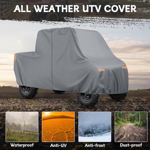 Image of Waterproof UTV Cover Compatible with Yamaha Viking 3 Seats | 6 Layers Outdoor Cover with Cotton Liner, Air Vents, Door Zipper and Windproof Buckles for Rain Snow Dust Protection