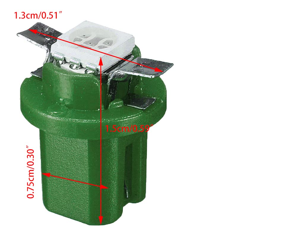 beler Green 10pcs 12V T5 B8.5D 5050 SMD Dashboard Instrument Gauge Speedometer LED Light Bulbs