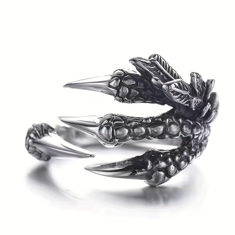 modeva "elevate your essence" Adjustable Eagle Claw Ring, Gothic Punk Style Stainless Steel Talon for Men & Women-picture-14
