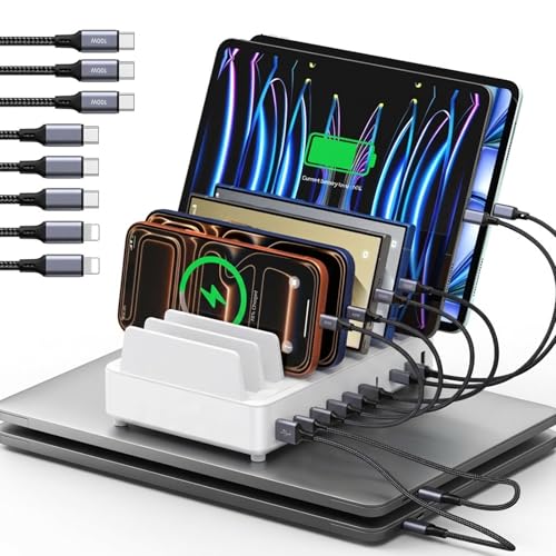Reddening 420W Ladestation Mehrere Geräte USB C Charging Station GaN PD3.0 10 Anschlüsse Handy Ladestation Desktop Ladegerät mit Schnell-Laden Kompatibel mit MacBook Pro/Air iPhone Galaxy