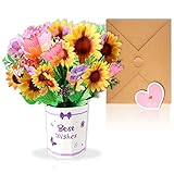 TARJETA DE FELICITACIÓN 3D - El efecto sorpresa de la tarjeta de felicitación 3d es mucho mejor que las tarjetas de felicitación tradicionales a la antigua. Después de abrir la tarjeta, el ramo se abrirá automáticamente, dando un efecto visual más tridimensional y vívido.