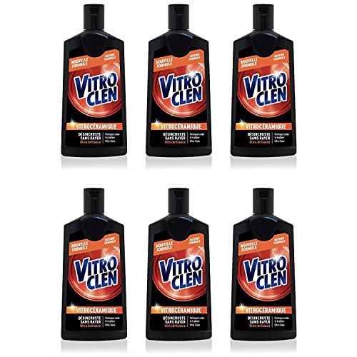 Nettoyant vitrocéramique Vitroclen crème 3 en 1 lot de 6 flacons pour plaques
