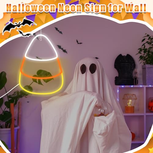 Image of Rossesay Thanksgiving Candy Corn Neon Sign for Wall Neon Light up Sign for Thanksgiving Day Dimmable LED Neon Lights Hanging Neon Sign for Home Bar Stores Window Porch Front Door Thanksgiving Decor