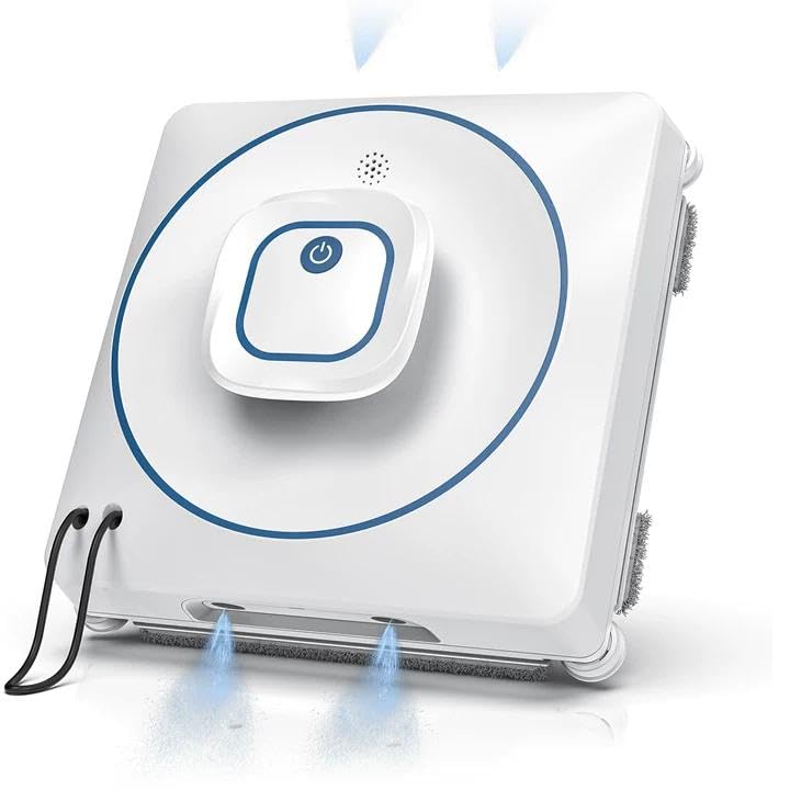 BINMIT Window Cleaner Robot with 4 Cleaning Modes 8000Pa Suction Dual Direction Auto-Spray Window Cleaner Intelligent Path Edge Detection Remote Control 15-Stage Anti-Fall System for Windows