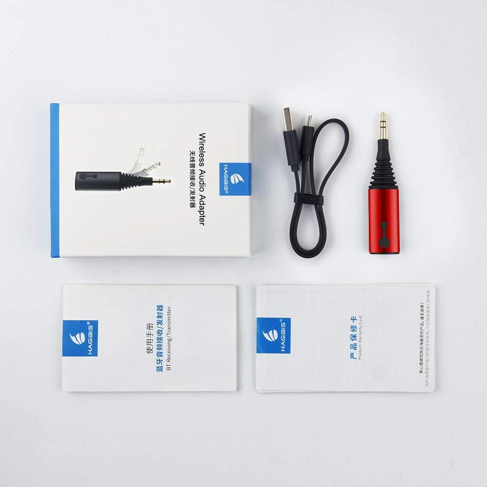 Diagram showing the dimensions and key technical specifications of the Hagibis MG-X2 Bluetooth adapter.