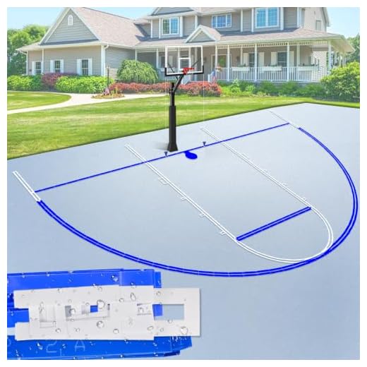 Plastic Material Basketball Court Marking Kit, Basketball Court Stencil Kit for Concrete Instead of Traditional Paper Board. Waterproof, Sun-Resistant, Can be Used Multiple Times(20 Times)