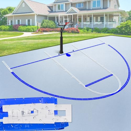 Plastic Material Basketball Court Marking Kit, Basketball Court Stencil Kit for Concrete Instead of Traditional Paper Board. Waterproof, Sun-Resistant, Can be Used Multiple Times(20 Times)