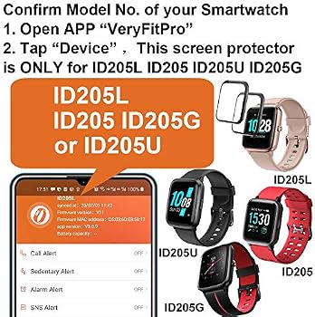 smaate 3D Screen Protector Only for ID205L ID205 ID205U ID205G Veryfitpro  Smart Watch 1.3inch and compatible with Letsfit EW1, 3-PACK, Full Coverage  Curved Edge frame, Anti-Scratch ID205LPTR01: Buy Online at Best Price