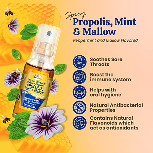 Beelife Propolis Throat Spray – Soothing Honey, Mint & Malva Propolis Spray - Natural Immune Support & Sore Throat Relief - Bee Propolis Extract – Antioxidants, Rich In Flavonoids & Artepillin C, No Sugar, Gluten-Free - 3-Pack, 90Ml #TOP2