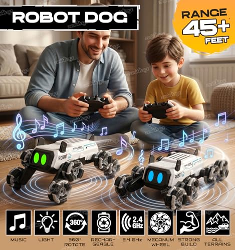 Image of Zest 4 Toyz Remote Control Car Toy for Kids Adults | Robot Dog | 8x8 Drift Robo Rechargeable RC Car | 8WD 360 Rotation Wheels | 45+ft Range 2.4GHz Remote | Light & Sound Display - Assorted