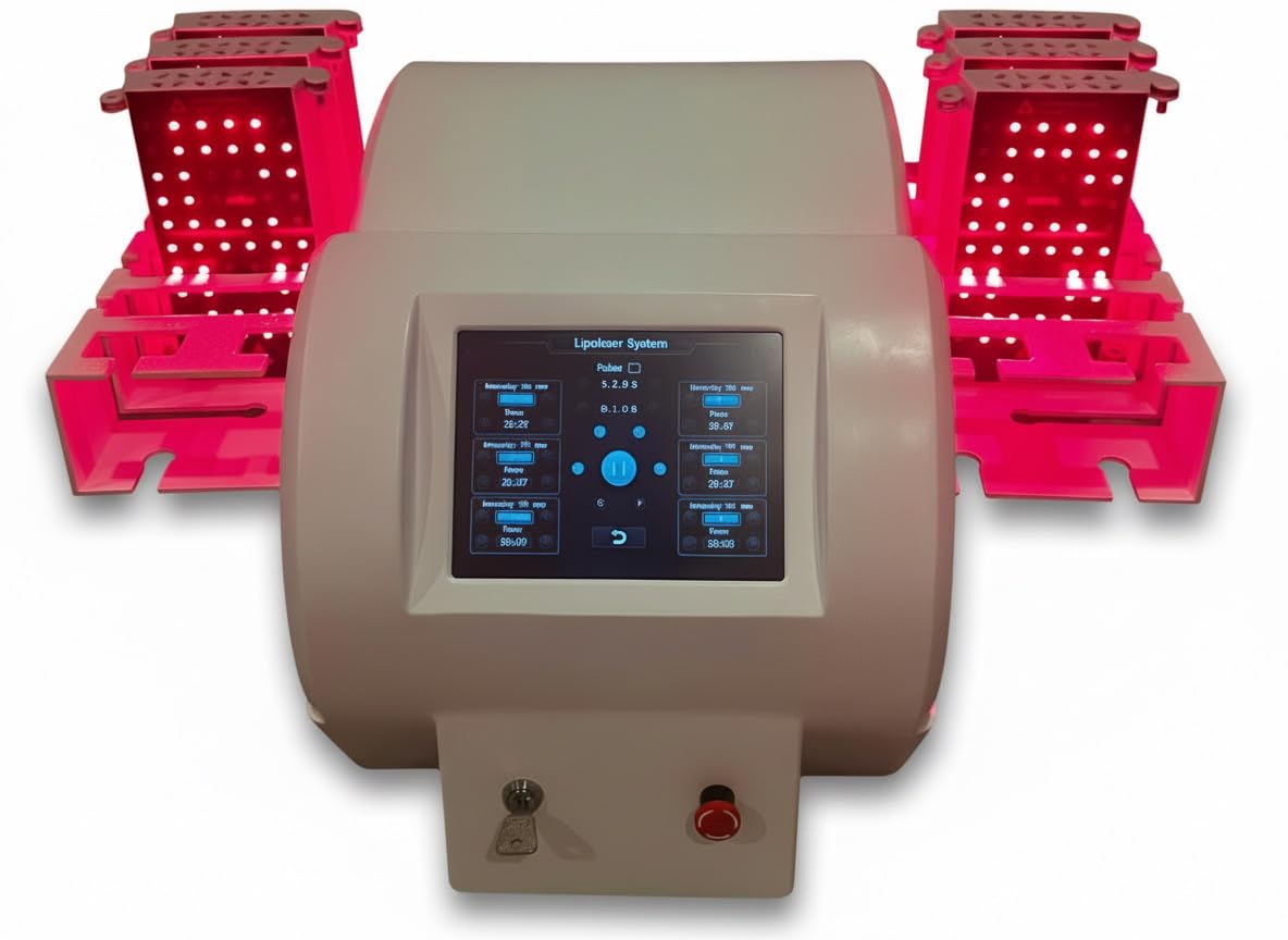 Fat Burning Machine, White, 6 Large Pads with 360 Lasers, 350W, Touchscreen, for Body Contouring