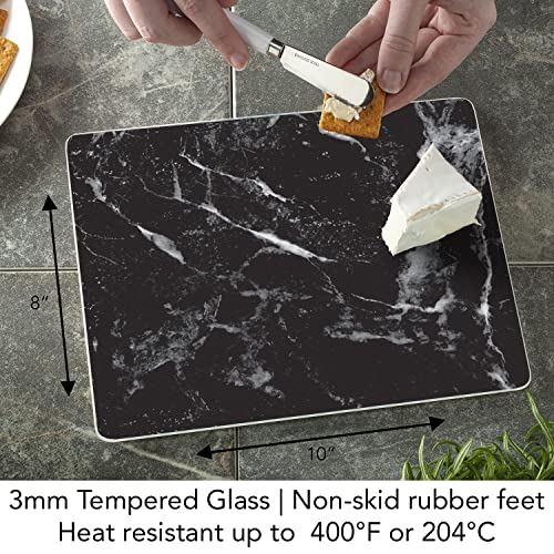 Counterart Black Marble Design 3Mm Heat Tolerant Tempered Glass Cutting Board 10” X 8” Manufactured In The Usa Dishwasher Safe #TOP6