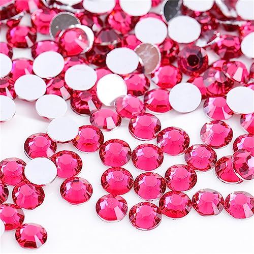 Image of 3000 Pieces SS6 2mm Flatback Rhinestones Clear Glass Round Gems Crystals for Nail Art DIY Crafts Clothes Shoes Bags （Light Rose Red）