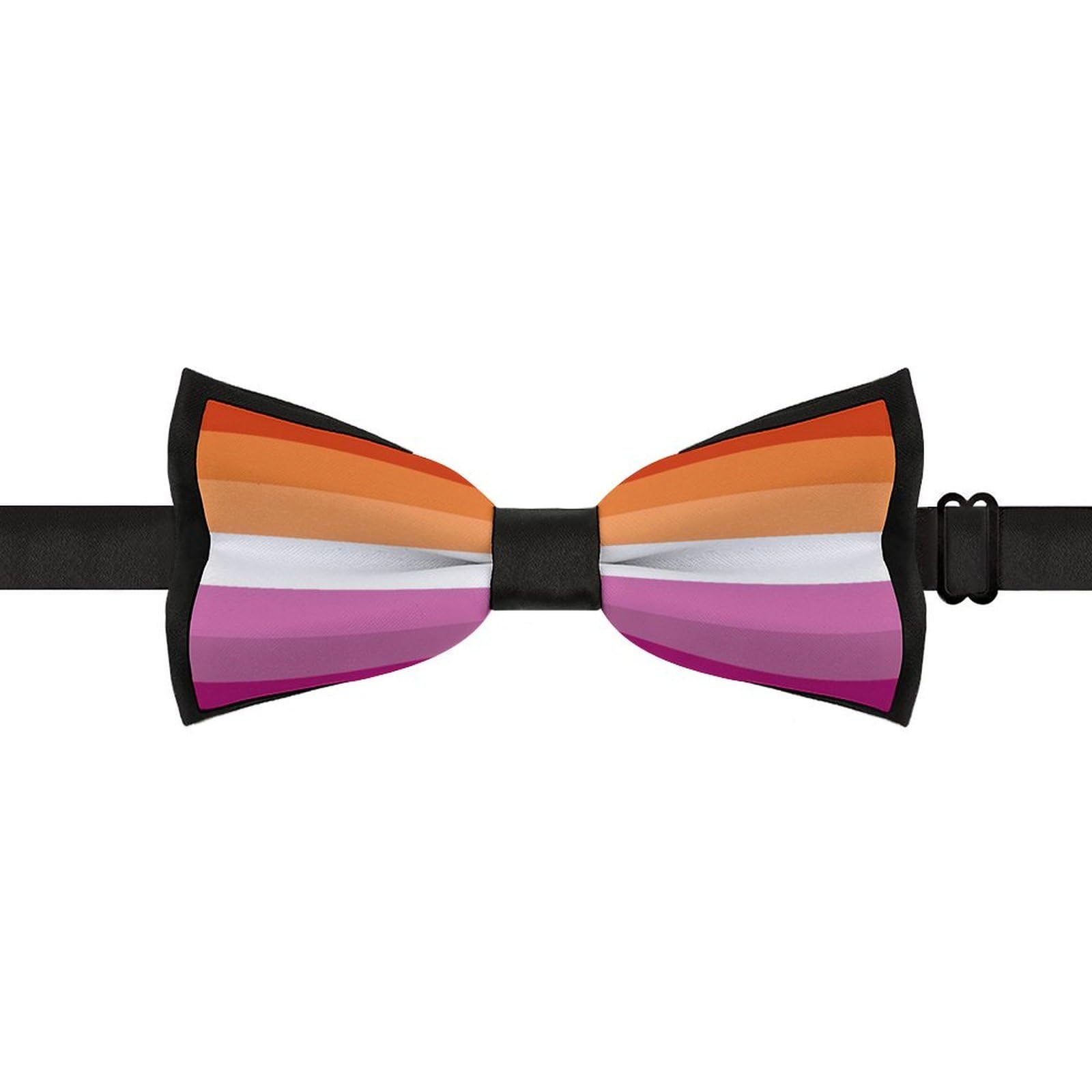 GoasNei Lesbian Pride Flag Bow Tie for Men Adjustable Necktie Funny Tie Neck Ties for Weddings Party