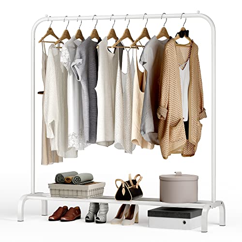 JOISCOPE Perchero Burro Multifuncional, Percha que ahorra espacio, Estante de Ropa Resistente Con Almacenamiento, Metálico, para Hogar, Blanco Cover