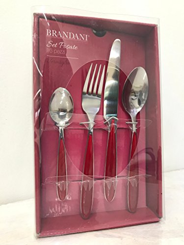 Brandani 54523, set 16 posate vermiglio acciaio inox, per 4 persone