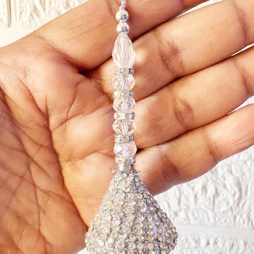 Image of Adikala Craft Store Handmade Ethnic Latkan Tassel Set of 2 for Saree Pallu, Blouse, Suits, Dupatta, Lehenga Decor | Ethnic Saree Pallu, Blouse, Suit, Dupatta & Lehenga Decoration (Silver D3)