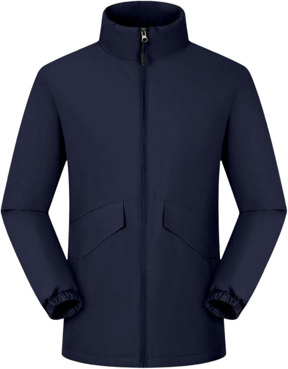 Men's Waterproof Ski Snowboarding Jacket Stand Collar Long Sleeve Lightweight Windproof Warm Rain Coat with Pockets