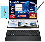 ASUS Zenbook Duo AI Powered 2-in-1 Laptop 14 Zoll Touchscreen OLED 2.8K Display (Intel Ultra 9-285H, 32GB LPDDR5X, 1TB PCIe SSD, Active Pen, Win 11 Pro) w/MS 365 Personal, DKZ USB Port Expander