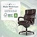La-Z-Boy® Bellamy Executive Office Chair with Memory Foam Cushions, Real Wood Arms and Swivel Base, Waterfall Seat Edge, Faux Bonded Leather, Brown