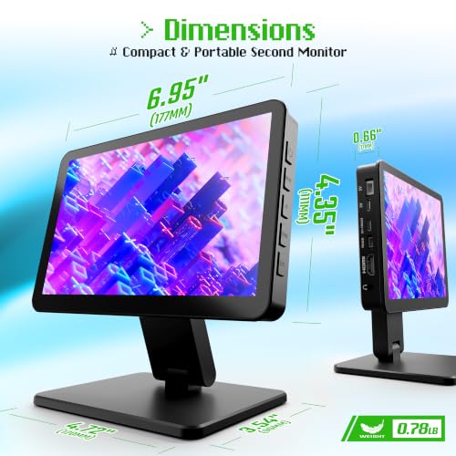 Image of KOGODA 7-inch Mini Monitor with Touchscreen for Raspberry Pi, Portable Small Computer Monitor, 5-Points Capacitive Touch 1024 x 600 IPS LCD HDMI Display for Mac mini Gaming Console Home Assistant