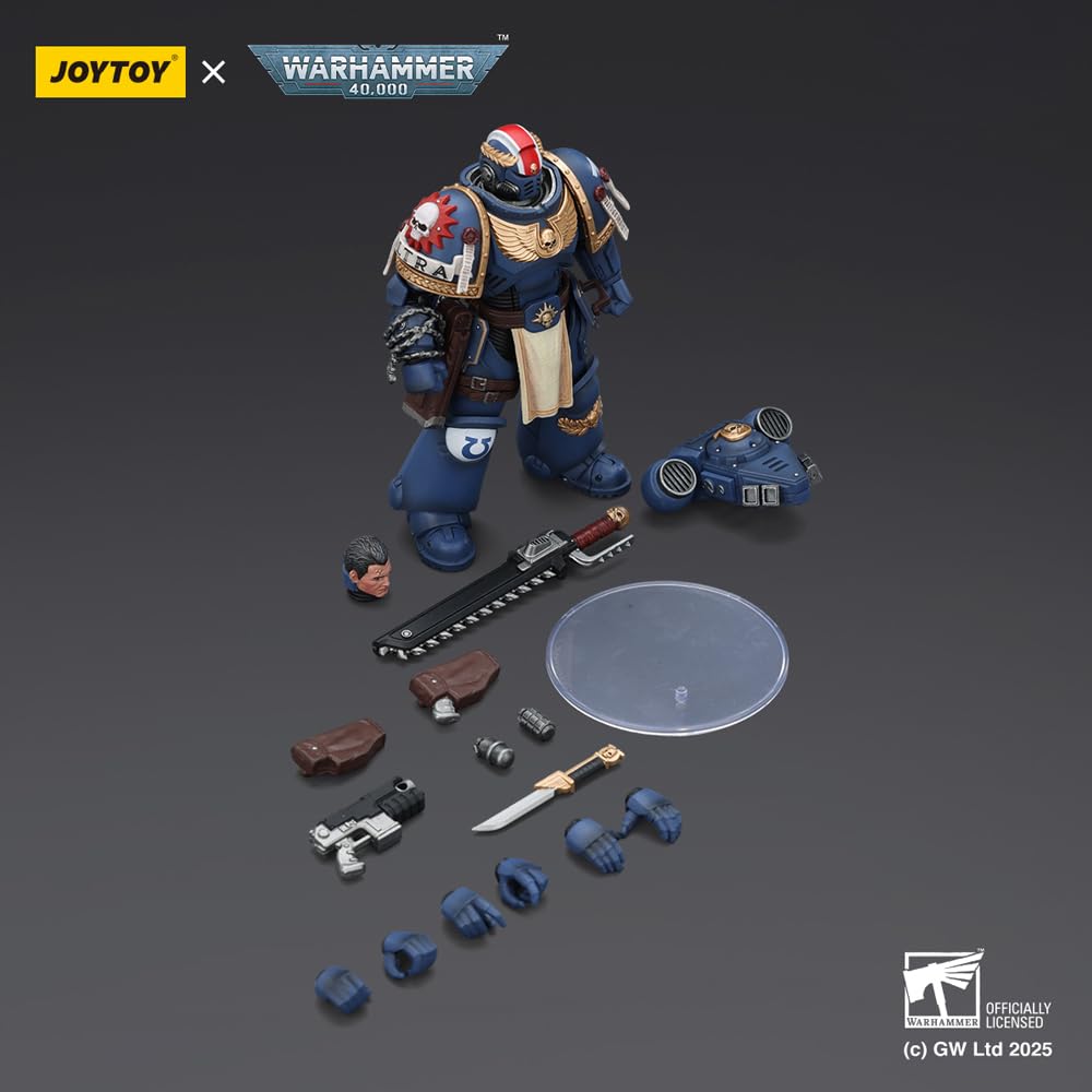 JOYTOY Warhammer 40K Spacemarine Ultramarines Titus z laurami zwycięstwa 1/18 figurka akcji