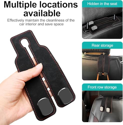 Image of Car Seat Headrest Hooks 2 PCS, Leather Car Seat Hooks, Double Bag Holder