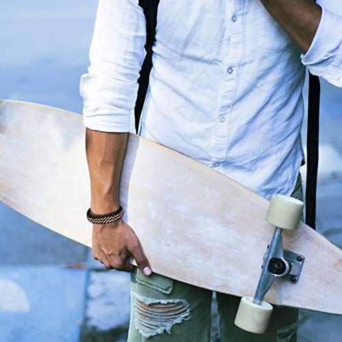 Jinbaoying Mens Bracelet Black Genuine Braided Leather Bracelets With Stainless Steel And Magnetic Clasp Wristband Cuff Bracelet For Men (Rose Gold & Black) #TOP4