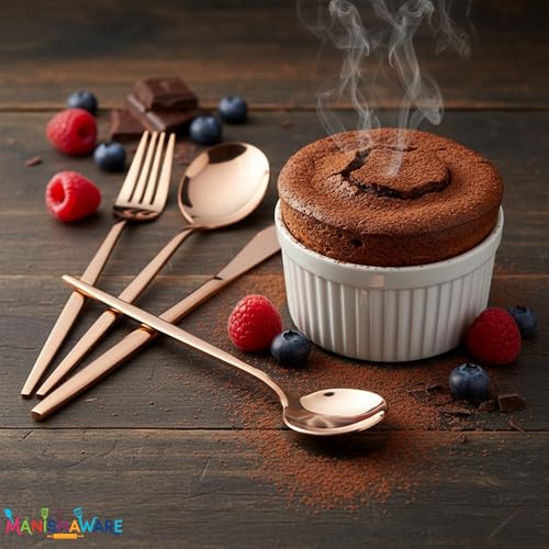 Image of Slim Handle Rose Gold 12 Pcs Stainless Steel Cutlery Set for Dining Table, Dishwasher Safe Glossy Flatware (3 Spoon Set+3 Forks Set+3 Butter Knife+3 Dessert Spoon)