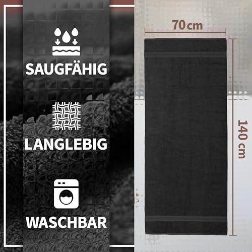 NatureMark 2er Pack DUSCHTÜCHER Premium Qualität 70x140cm DUSCHTUCH Dusch-Handtuch Doppelpack Farbe: Schwarz