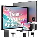 BEYNIVAN Tablet Touchscreen 10 Zoll Tablet mit 4G LTE / 5G WiFi, 36 GB + 128 GB (1 TB TF), Android 14,8000 mAh, 13 MP + 8 MP, BT 5.0, GPS, Tablet mit Tastatur, Grau