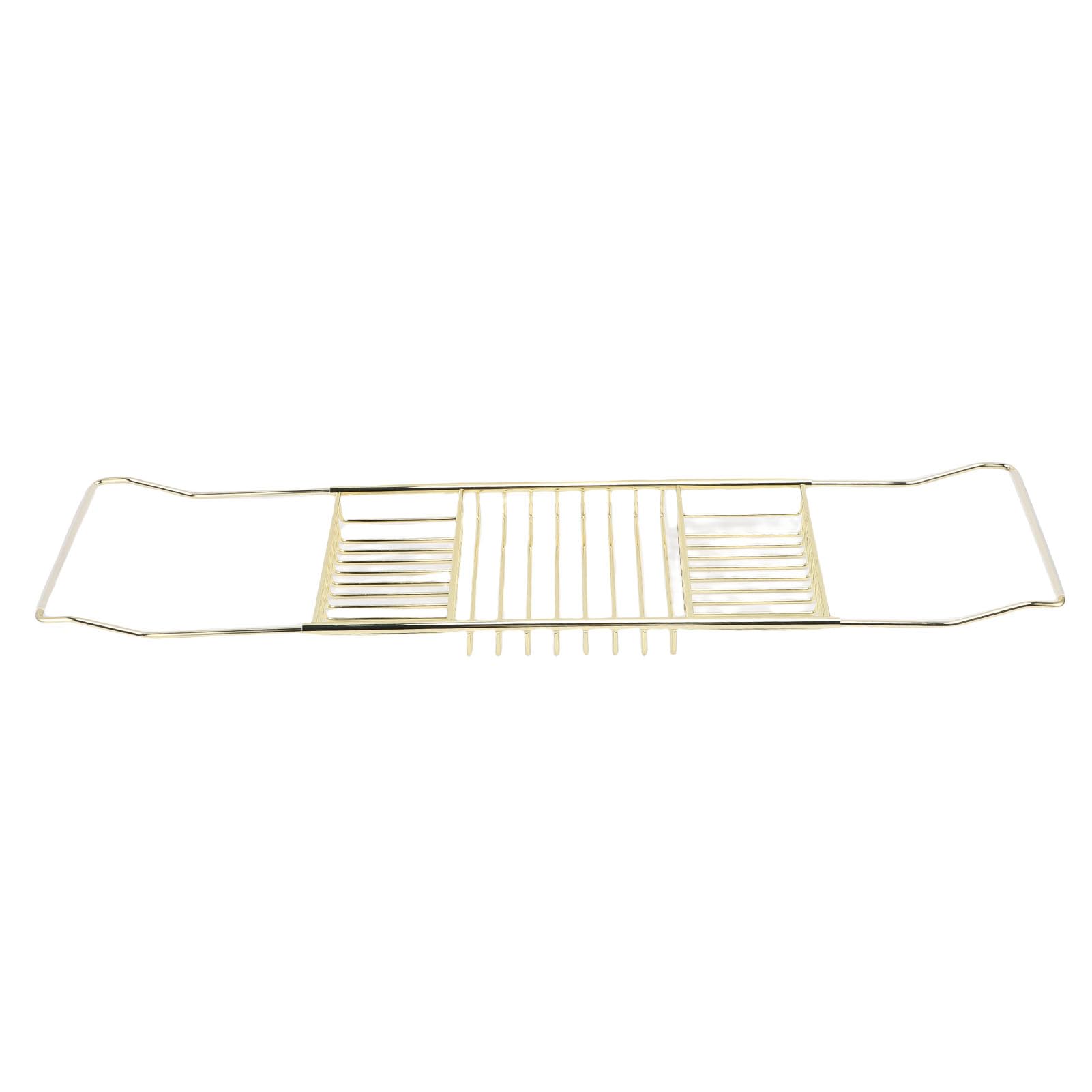 LiebeWH Bandeja para Bañera Bandeja para Bañera Expandible de Acero Inoxidable de 63,5 a 97,5 Cm Estante Ajustable para Champú Bolas de Baño Organizador de Baño Moderno para Adultos (Gold)