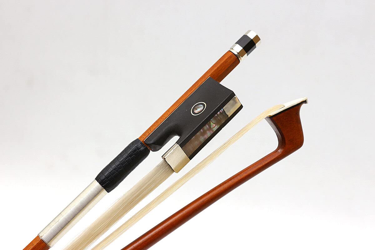 Archetto per violino in legno di Pernambuco ad alta densità 4/4 forti fiocchi dritti con rana di ebano Crine di cavallo bianco correttamente bilanciato