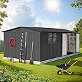 UBGO 12x10 FT Outdoor Storage Shed Clearance, Large Shed House,Metal Garden Shed with Updated Frame Structure Windows and Lockable Doors, Tool Sheds for Backyard Garden Patio Lawn,-Gray
