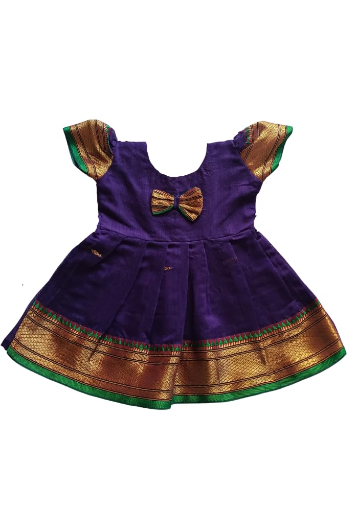 Baby Girls' Black Acrylic Cotton Dress Traditional Elegant Frock for 0-5 Years| Perfect for Festivals Family Gatherings, Celebrations-image-46